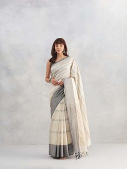Fabindia - Natural Beige Silk Saree Without Blouse