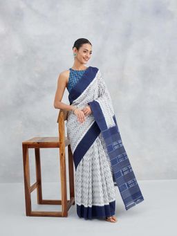 Fabindia - Natural Off White Cotton Saree Without Blouse