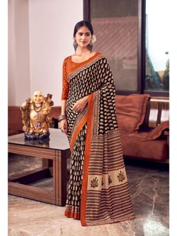 Suha - Festive Orange Color Pure Cotton Mul Mul Saree with Unstitched Blouse