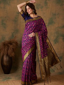 Suha - Women Fashion Ethnic Multi Color Saree with Unstitched Blouse