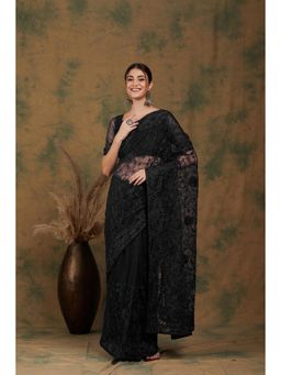 Suha - Women Fashion Ethnic Black Color Saree with Unstitched Blouse
