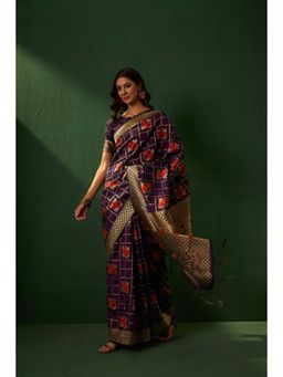 Suha - Women Fashion Ethnic Purple Color Saree with Unstitched Blouse