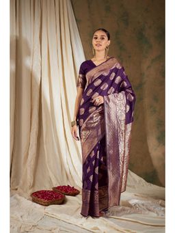 Suha - Women Fashion Ethnic Purple Color Saree with Unstitched Blouse