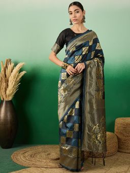Suha - Women Fashion Ethnic Multi Color Saree with Unstitched Blouse