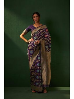 Suha - Women Fashion Ethnic Purple Color Saree with Unstitched Blouse