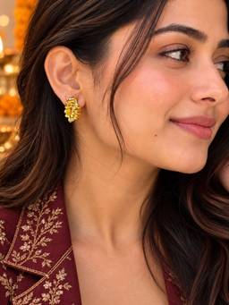 Digital Dress Room - Women Gold Statement Brass Plated Earrings