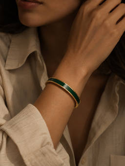 House of Pehr - Women Green Statement 18K Gold Plated Cuff