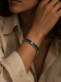 House of Pehr - Women Green Statement Silver Plated Cuff