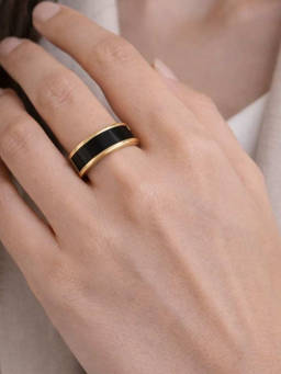 House of Pehr - Women Black Statement 18K Gold Plated Ring