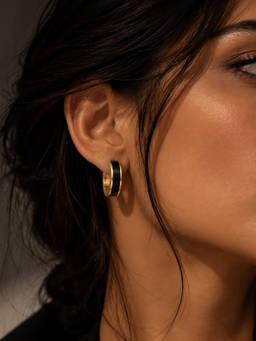 House of Pehr - Women Black Statement 18K Gold Plated Earrings