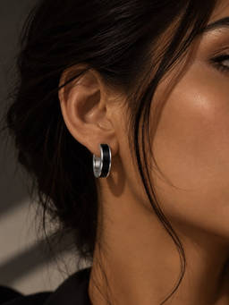 House of Pehr - Women Black Statement Silver Plated Earrings