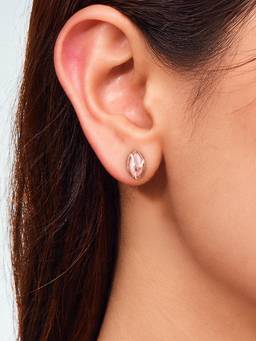 Zavya - Women Pink Stones Rose Gold Plated Earrings
