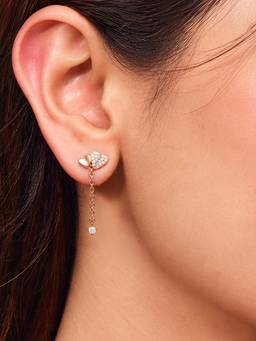 Zavya - Women White Stones Rose Gold Plated Earrings