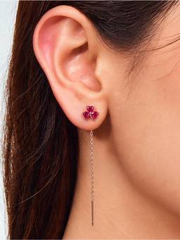 Zavya - Women Pink Stones Rose Gold Plated Earrings