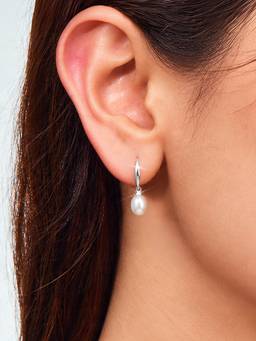 Zavya - Women Silver Pearl Rhodium Plated Earrings