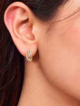 Zavya - Women White Stones Rose Gold Plated Earrings
