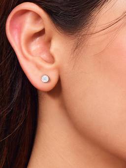 Zavya - Women White Stones Rhodium Plated Earrings