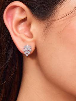 Zavya - Women White Stones Rhodium Plated Earrings