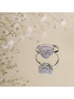 Opal Touch - Women White Stones Rhodium Plated Ring