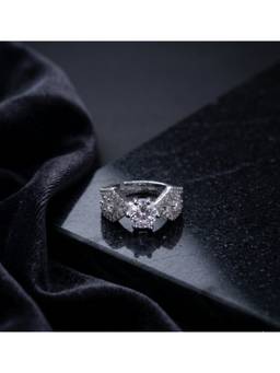 Opal Touch - Women White Stones Rhodium Plated Ring