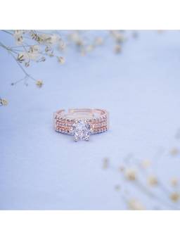 Opal Touch - Women White Stones Rose Gold Plated Ring