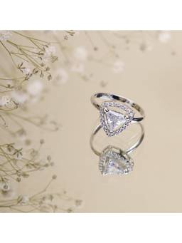 Opal Touch - Women White Stones Rhodium Plated Ring