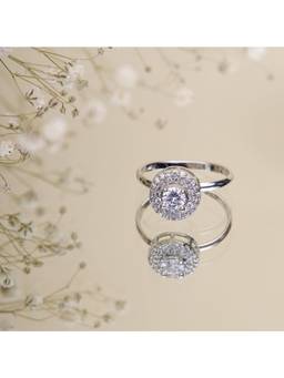 Opal Touch - Women White Stones Rhodium Plated Ring