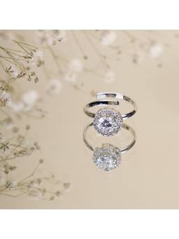 Opal Touch - Women White Stones Rhodium Plated Ring