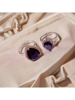Opal Touch - Women Purple Stones Rose Gold Plated Rings (Pack of 2)