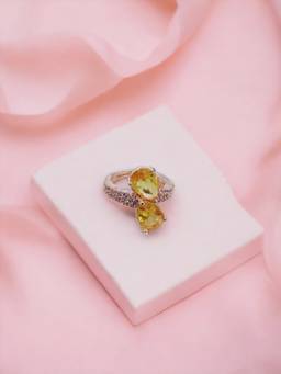 Opal Touch - Women Yellow Stones Rose Gold Plated Ring