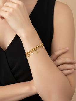 Veli Jewels - Women White Stones 18K Gold Plated Bracelet