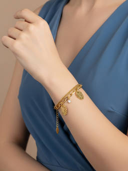 Veli Jewels - Women White Stones 18K Gold Plated Bracelet