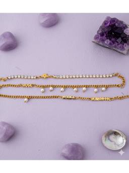 Veli Jewels - Women White Stones 18K Gold Plated Bracelet