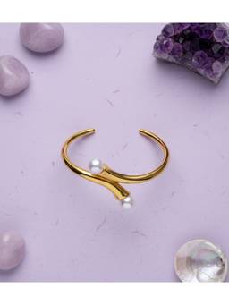 Veli Jewels - Women Gold Pearl 18K Gold Plated Cuff