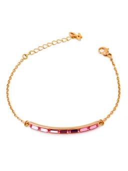 Veli Jewels - Women Pink Stones 18K Gold Plated Bracelet