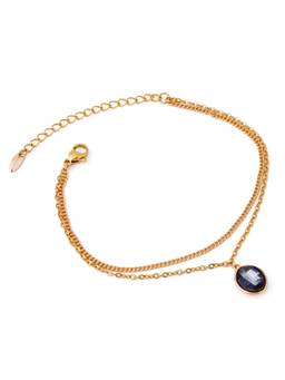 Veli Jewels - Women Black Stones 18K Gold Plated Bracelet