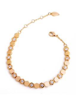 Veli Jewels - Women White Stones 18K Gold Plated Bracelet