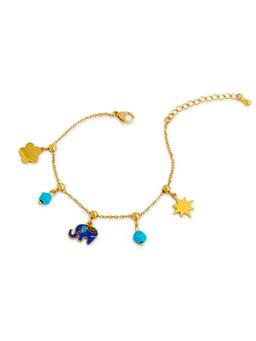 Veli Jewels - Women Blue Stones 18K Gold Plated Bracelet