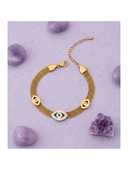 Veli Jewels - Women Blue Evil Eye 18K Gold Plated Bracelet