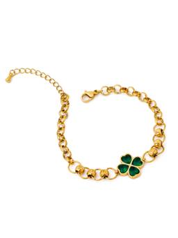 Veli Jewels - Women Green Stones 18K Gold Plated Bracelet