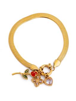 Veli Jewels - Women White Stones 18K Gold Plated Bracelet