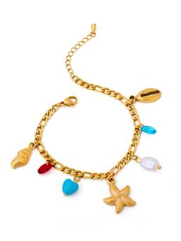Veli Jewels - Women Multi-Color Stones 18K Gold Plated Bracelet