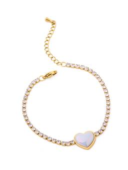 Veli Jewels - Women White Stones 18K Gold Plated Bracelet