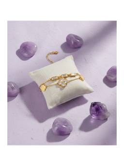 Veli Jewels - Women White Stones 18K Gold Plated Bracelet