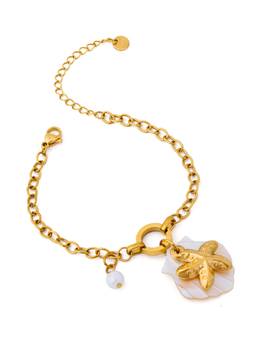 Veli Jewels - Women White Pearl 18K Gold Plated Bracelet
