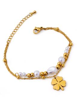 Veli Jewels - Women White Stones 18K Gold Plated Bracelet
