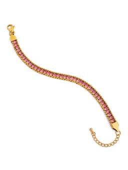 Veli Jewels - Women Pink Stones 18K Gold Plated Bracelet