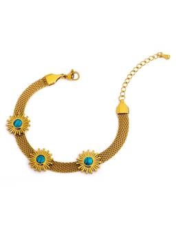Veli Jewels - Women Blue Stones 18K Gold Plated Bracelet