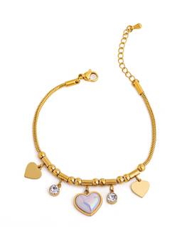Veli Jewels - Women White Stones 18K Gold Plated Bracelet