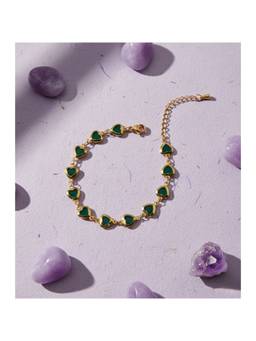 Veli Jewels - Women Green Stones 18K Gold Plated Bracelet